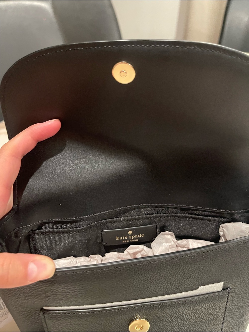 kate spade Black Pebbled Leather Crossbody Bag with Gold Logo - Picture 6 of 7
